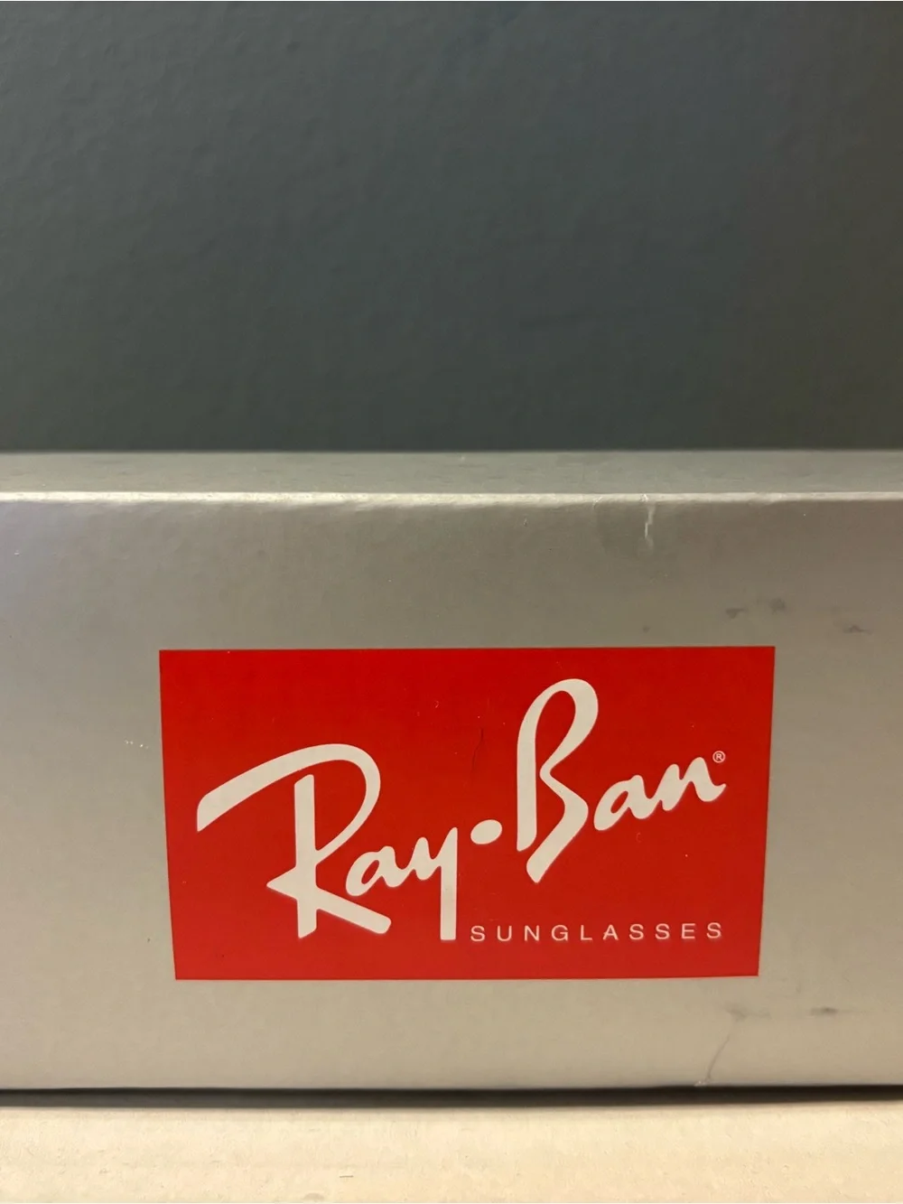 Ray-Ban Men’s Grey Frame Sunglasses with Blue Lenses